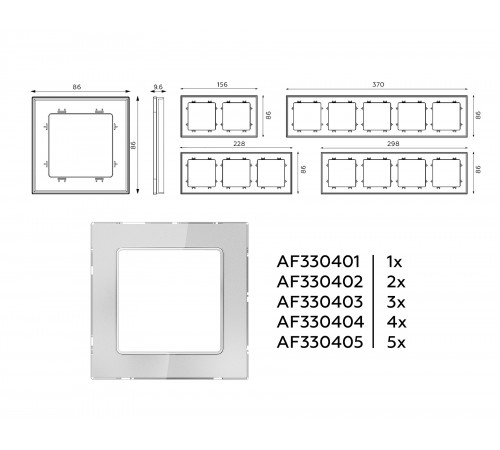 Рамка на 3 поста Ambrella Volt AF330403 Platos Стекло органическое