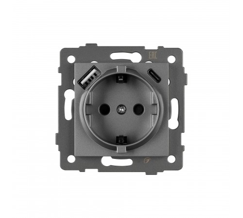 Розетка с заземлением и 2хUSB type A и C, без рамки Arlight 49831 SCT