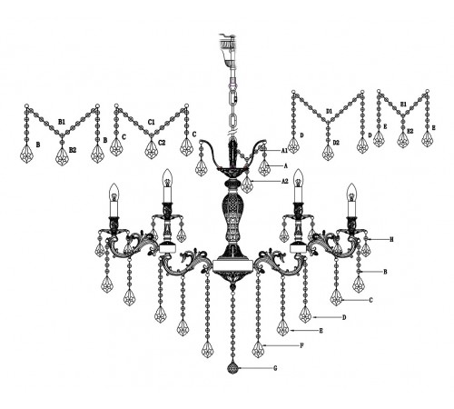 Подвесная люстра Lucia Tucci BARLETTA 122.12.6 coffe gold Barletta