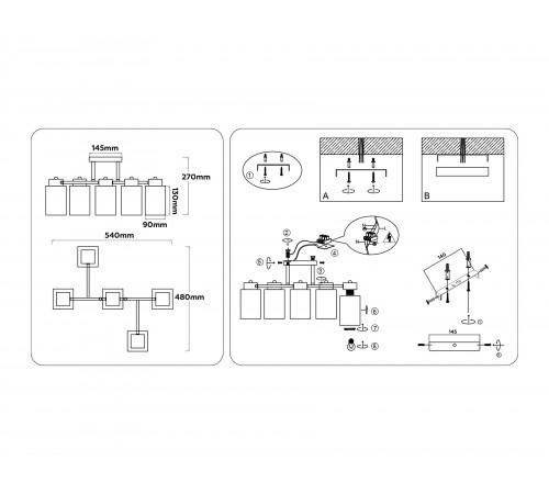 Люстра на штанге Ambrella Light TR303048 TR