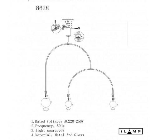 Подвесной светильник iLamp 8628P/3 BK-WH North