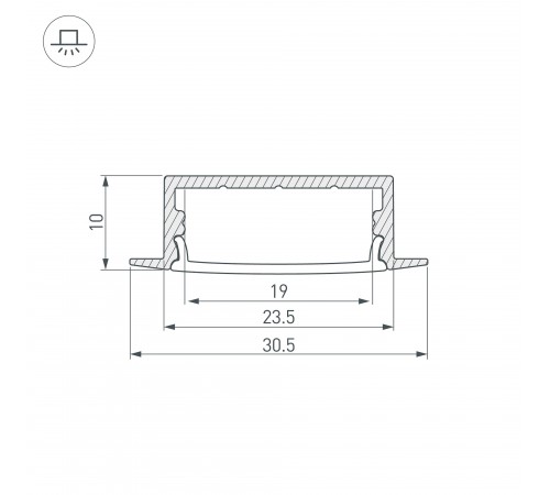 Профиль встраиваемый Arlight 16186 ARH-WIDE-F-H10-2000 ANOD