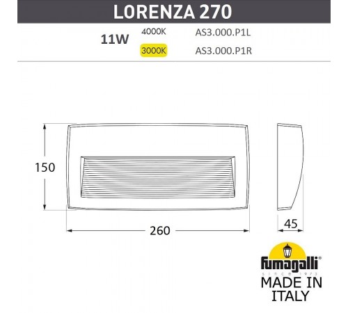 Накладной светильник Fumagalli AS3.000.000.AXP1L Lorenza