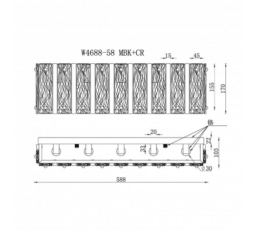 Накладной светильник iLamp W4688-58 MBK+CR Panorama
