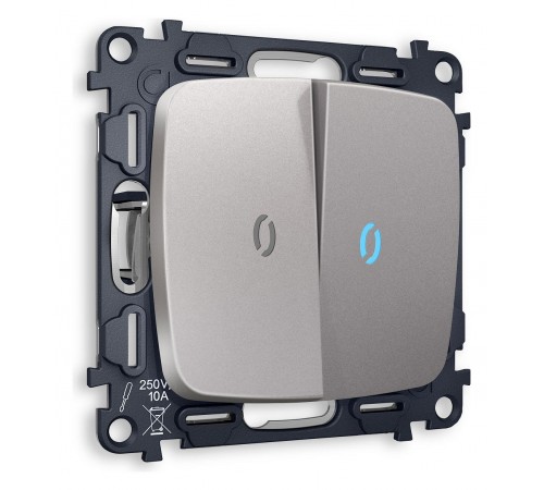 Выключатель проходной двухклавишный с подсветкой без рамки Ambrella Volt MO504040 Quant