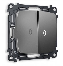 Выключатель проходной двухклавишный с подсветкой без рамки Ambrella Volt MO654035 Quant