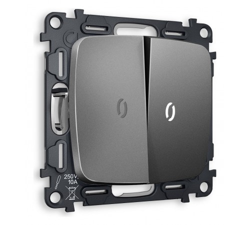 Выключатель проходной двухклавишный с подсветкой без рамки Ambrella Volt MO654035 Quant