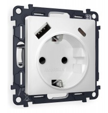 Розетка с заземлением и 2хUSB type A и C, без рамки Ambrella Volt MA130010 Quant