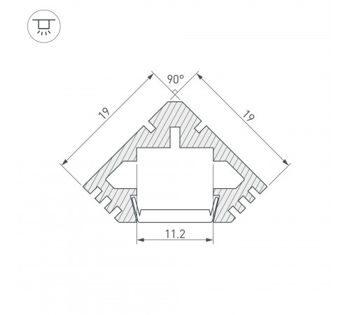 Профиль накладной угловой внутренний Arlight 015033 PDS45-T-2000 ANOD Black