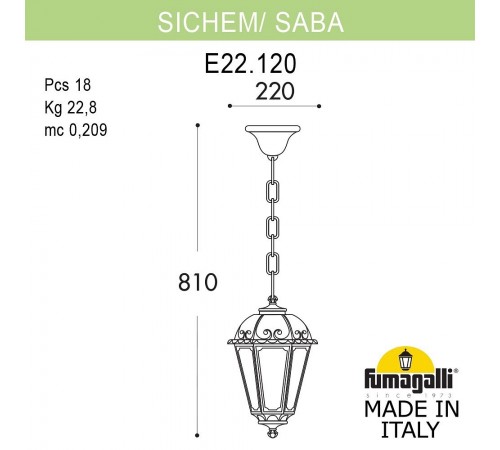 Подвесной светильник Fumagalli K22.120.000.AYF1R Saba