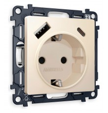 Розетка с заземлением и 2хUSB type A и C, без рамки Ambrella Volt MA330010 Quant