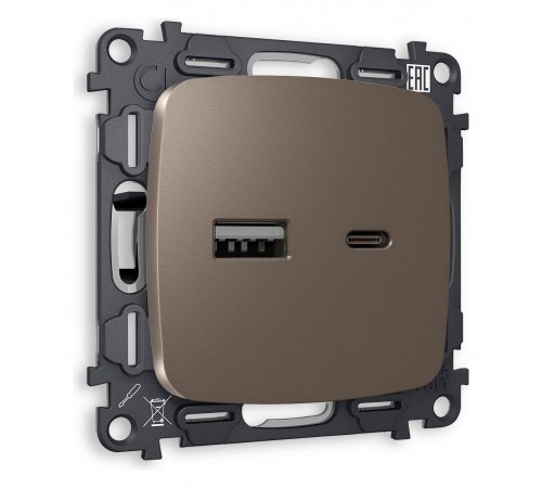 Розетка 2хUSB type A и C без рамки Ambrella Volt MO641010 Quant