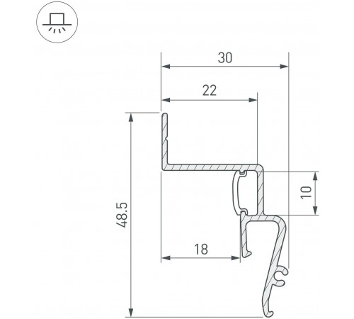 Профиль для контурной подсветки натяжного потолка Arlight 042559 STRETCH