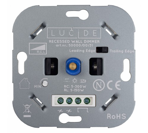 Диммер роторный Lucide 50000/00/31 Recessed Wall Dimmer Nl