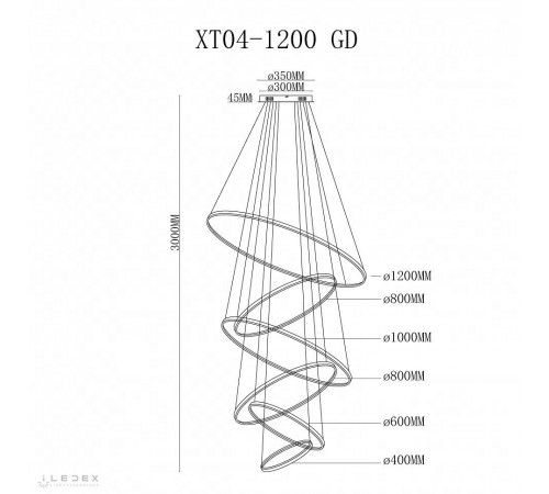 Подвесной светильник iLedex XT04-D1200 GD Axis