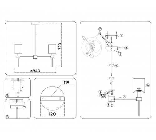 Люстра на штанге Ambrella Light LH72373 HIGH LIGHT