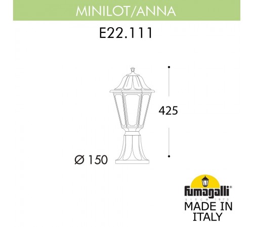 Наземный низкий светильник Fumagalli E22.111.000.WXF1R Anna
