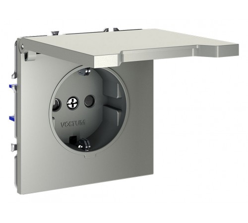 Розетка с заземлением и со шторкой, без рамки с крышкой Voltum VLS040304 S70