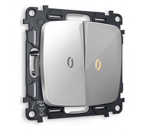 Выключатель двухклавишный с подсветкой без рамки Ambrella Volt MO404010 Quant