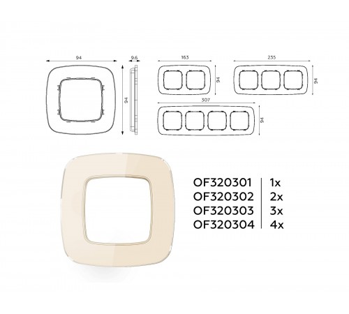 Рамка на 3 поста Ambrella Volt OF320303 Radian Стекло органическое