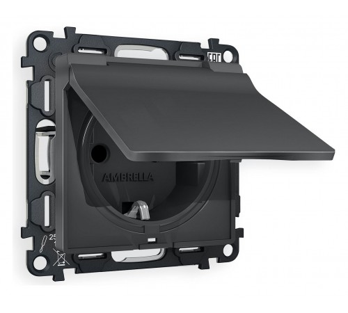 Розетка с заземлением и со шторкой, без рамки с крышкой Ambrella Volt MA908010 Quant