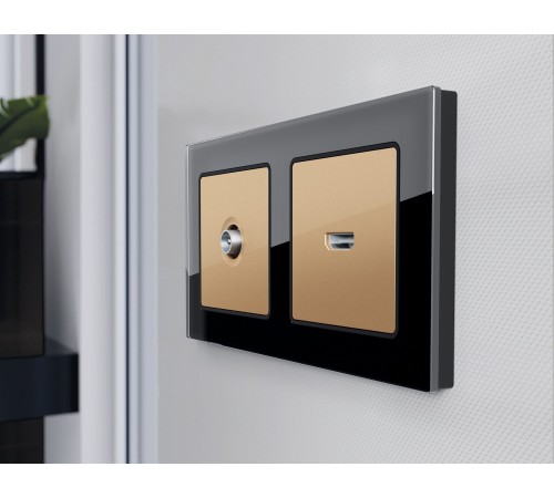 Рамка на 2 поста Ambrella Volt AF380802 Platos Стекло натуральное