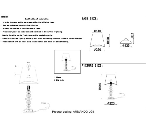 Настольная лампа Crystal Lux ARMANDO LG1 CHROME