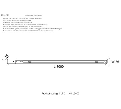 Шинопровод однофазный с питанием и заглушкой Crystal Lux CLT 0.11 01 L3000 BL