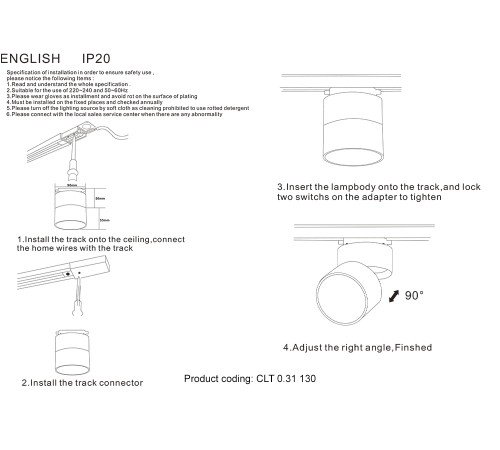 Светильник трековый однофазный Crystal Lux CLT 0.31 130 BL
