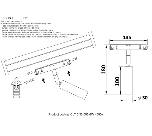 Светильник трековый магнитный Crystal Lux CLT 0.33 003 6W BL 4000K