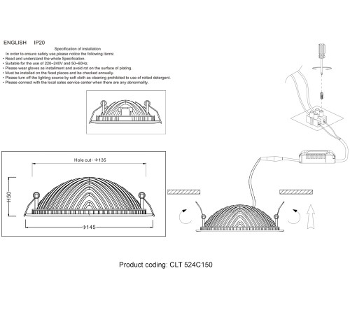 Светильник встраиваемый Crystal Lux CLT 524C150 WH