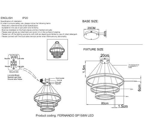 Люстра Crystal Lux FERNANDO SP158W LED BLACK/GOLD