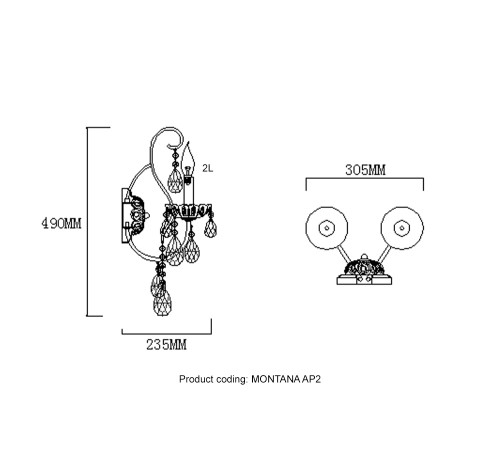 Бра Crystal Lux MONTANA AP2