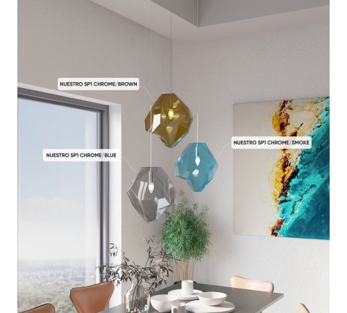 Светильник подвесной Crystal Lux NUESTRO SP1 CHROME/SMOKE