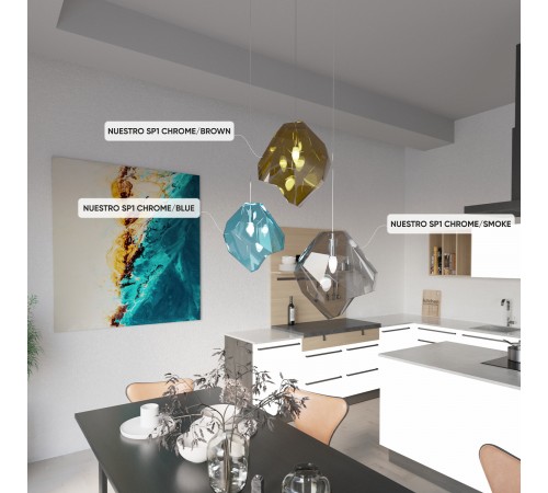 Светильник подвесной Crystal Lux NUESTRO SP1 CHROME/SMOKE