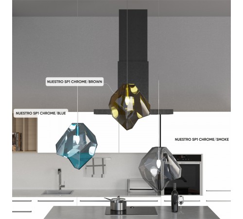 Светильник подвесной Crystal Lux NUESTRO SP1 CHROME/SMOKE