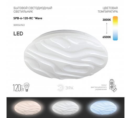 Накладной светильник Эра SPB-6-120-RC Wave Классик
