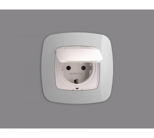 Накладка для розетки влагозащищенной с заземлением и со шторками с крышкой Ambrella Volt OP2080 Quant