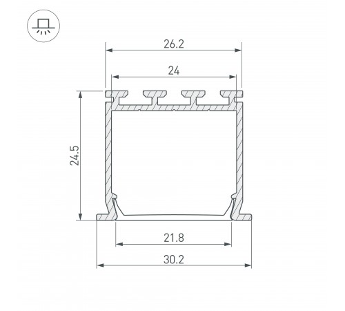 Профиль встраиваемый Arlight 16446 PLS-LOCK-H25-FS-2000 ANOD