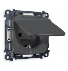 Розетка влагозащищенная с заземлением и со шторкой, без рамки с крышкой Ambrella Volt MO908010 Quant