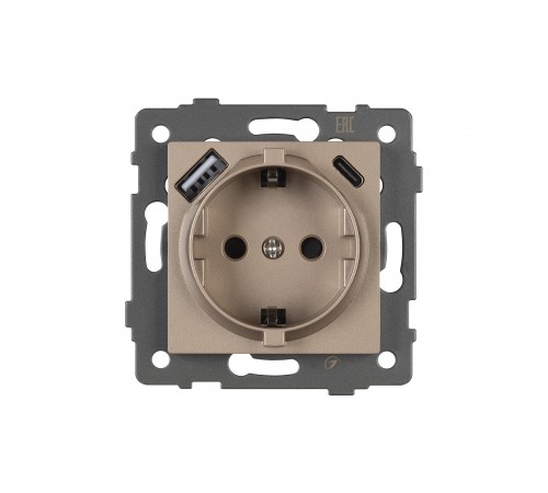 Розетка с заземлением и 2хUSB type A и C, без рамки Arlight 49832 SCT