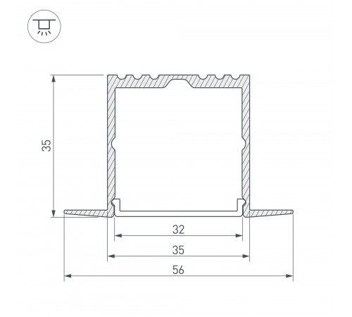 Профиль встраиваемый Arlight 016139 ARH-POWER-F-W35-2000 ANOD