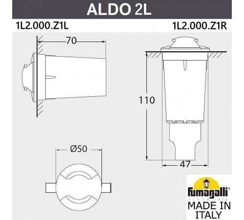 Встраиваемый в дорогу светильник Fumagalli 1L2.000.000.LXZ1L Aldo