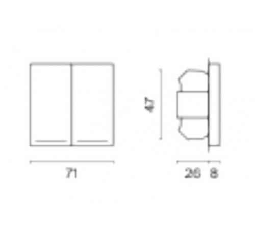 Выключатель двухклавишный с подсветкой без рамки Voltum VLS020208 S70