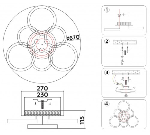Потолочная люстра Ambrella Light FA3844 FA