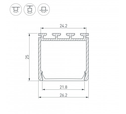 Профиль универсальный Arlight 16386 PLS-LOCK-H25-2000 ANOD