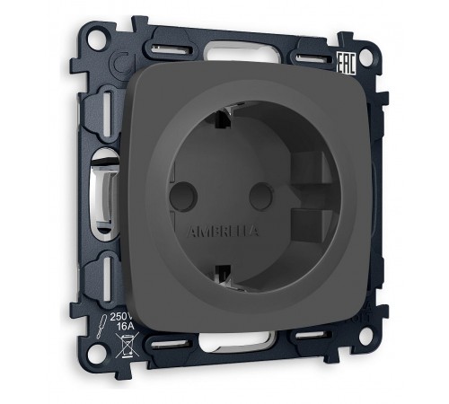 Розетка с заземлением и со шторкой, без рамки Ambrella Volt MO907010 Quant