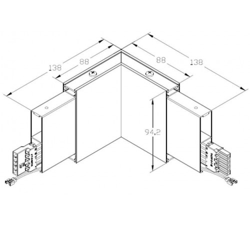 Соединитель угловой L-образный для модульных светильников Arlight 031472 LINEAIR FLAT