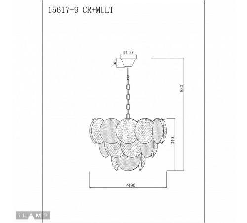 Подвесная люстра iLamp 15617-9 CR+MULT Rivoli