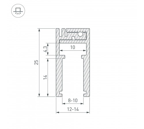 Профиль встраиваемый мебельный Arlight 019191 KLUS-GLASS-810-2000 ANOD